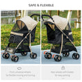 Load image into Gallery viewer, Dog Stroller with Rain Cover, Foldable Dog Pram, 4 Wheels Pet Pushchair with Safety Leashes, for Small, Miniature Dogs, Cats - Khaki