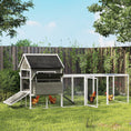 Load image into Gallery viewer, 137" Chicken Coop for 8-10 Chickens, Large Chicken House, Wooden Poultry Hen Cage with Nesting Box and Run for Backyard, Dark Gray