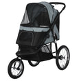 Load image into Gallery viewer, PawHut Pet Stroller for Small and Medium Dogs, 3 Big Wheels Foldable Cat Stroller Jogger with Adjustable Canopy, Safety Tether, Cushion, Storage Basket, Gray