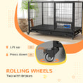 Load image into Gallery viewer, 48" Heavy Duty Dog Crate with Bowl Holder, Dog Cage on Wheels with Removable Tray, Openable Top, Detachable Door, Indoor Outdoor Use, for Large and Extra Large Dogs - Black