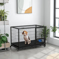 Load image into Gallery viewer, 48" Heavy Duty Dog Crate with Bowl Holder, Dog Cage on Wheels with Removable Tray, Openable Top, Detachable Door, Indoor Outdoor Use, for Large and Extra Large Dogs - Black