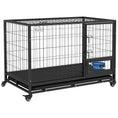 Load image into Gallery viewer, 48" Heavy Duty Dog Crate with Bowl Holder, Dog Cage on Wheels with Removable Tray, Openable Top, Detachable Door, Indoor Outdoor Use, for Large and Extra Large Dogs - Black