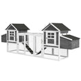 Load image into Gallery viewer, PawHut Dual Wooden Chicken Coop with Garden Bed, Large Outdoor Hen House with Nesting Boxes Removable Trays, Ramps Run, for Garden Backyard, 123" x 27.5" x 42.5", Dark Gray