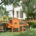 Load image into Gallery viewer, Chicken Coop with Run Outdoor, Wooden Hen House, Poultry Coop with Nesting Box, Slide-out Tray, Ramp, Perches, Asphalt Roof, 179 x 67 x 115cm