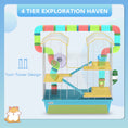 Load image into Gallery viewer, 4 Tier Hamster Cage with Tube, Exercise Wheel, Hut, Water Bottle, Food Dish, Ramps, DIY Design, Large Hamster Cage for Dwarf, Light Blue