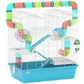 Load image into Gallery viewer, PawHut Large Hamster Cage, 4 Tier Twin Tower Design Gebril Cage with Tubes, Exercise Wheel, Hut, Water Bottle, Food Dish, Ramps, for Drawf, 22.8" x 14.2" x 25.6", Light Blue