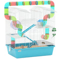 Load image into Gallery viewer, PawHut Large Hamster Cage, 4 Tier Twin Tower Design Gebril Cage with Tubes, Exercise Wheel, Hut, Water Bottle, Food Dish, Ramps, for Drawf, 22.8" x 14.2" x 25.6", Light Blue