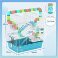 Load image into Gallery viewer, 4 Tier Hamster Cage with Tube, Exercise Wheel, Hut, Water Bottle, Food Dish, Ramps, DIY Design, Large Hamster Cage for Dwarf, Light Blue