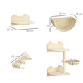Load image into Gallery viewer, 4PCs Wall Mounted Cat Tree Cat Wall Shelves Furniture Climbing Shelf Set Kitten Activity Centre w/ Hammock, Scratching Post - Beige