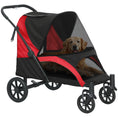 Load image into Gallery viewer, Dog Stroller, Easy Folding Pet Stroller for Large Dogs, Puppy Pram Pet Pushchair with 4 Big Wheels, Shock-Absorbing Frame, Safety Leashes, Brakes, Red/Black