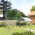 Load image into Gallery viewer, PawHut Chicken Run, Large Metal Chicken Coop w/ Waterproof & Anti-UV Cover, Feeding Door, Hanging Feeder, Perch, Walk-in Poultry Cage for Outdoor, Yard, Farm, for 18-24 Chickens, 9.8' x 19.7' x 6.4'