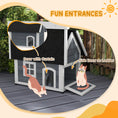 Load image into Gallery viewer, Outdoor Cat House, Wooden Feral Cat Shelter, Water-Resistant Hide Home with Openable Asphalt Roof, Three Doors, 77 x 57.5 x 68cm - Grey