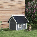 Load image into Gallery viewer, Outdoor Cat House, Wooden Feral Cat Shelter, Water-Resistant Hide Home with Openable Asphalt Roof, Three Doors, 77 x 57.5 x 68cm - Grey