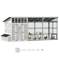 Load image into Gallery viewer, 212"L Large Chicken Coop for 10-15 Hens, Walk-in Outdoor Chicken House with Run, Nesting Box, Waterproof Roof, Perches, Wooden Hen House Poultry Cage for Ducks, Rabbits, Light Gray