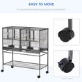 Load image into Gallery viewer, 40"H Divided Breeder Bird Cage with Rolling Stand Removable Metal Tray, Storage Shelf, Wood Perch, and Food Container, Dark Grey