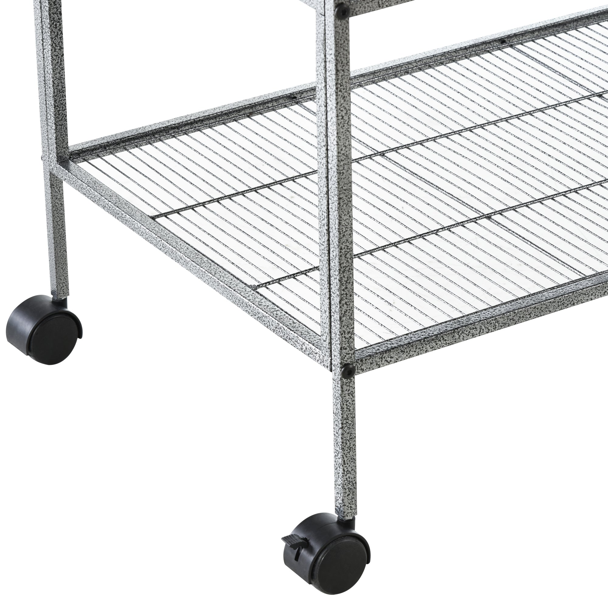 40"H Divided Breeder Bird Cage with Rolling Stand Removable Metal Tray, Storage Shelf, Wood Perch, and Food Container, Dark Grey