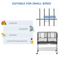 Load image into Gallery viewer, 40"H Divided Breeder Bird Cage with Rolling Stand Removable Metal Tray, Storage Shelf, Wood Perch, and Food Container, Dark Grey