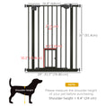 Load image into Gallery viewer, 36"H Dog Gate with Cat Door, Pet Gate with Small Door, Easy Open Indoor Dog Gates for Doorways, House, Stair, 29"-31.5" Long, Black