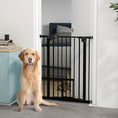 Load image into Gallery viewer, 36"H Dog Gate with Cat Door, Pet Gate with Small Door, Easy Open Indoor Dog Gates for Doorways, House, Stair, 29"-31.5" Long, Black