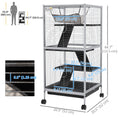Load image into Gallery viewer, 4-Tier Rolling Small Animal Cage, Deluxe Guinea Pig Cage, Ferret Cage for Mink Chinchilla Kitten Rabbit, Small Pet Play House with Hammock Platform, Ramp, Removable Tray, Light Grey