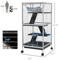 Load image into Gallery viewer, PawHut Metal Small Animal Cage Rolling Big Ferret Cage, Chinchilla Cage, Sugar Glider Cage, with Hammock & 4 Tiers, Removable Tray, White