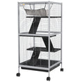 Load image into Gallery viewer, PawHut Metal Small Animal Cage Rolling Big Ferret Cage, Chinchilla Cage, Sugar Glider Cage, with Hammock & 4 Tiers, Removable Tray, White