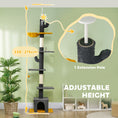 Load image into Gallery viewer, Floor to Ceiling Cat Tree, Cat Tower with 90.5"-108" Adjustable Height, 5 Tier Activity Centre with Scratching Posts, Hammock, Condo, Toy Ball for Indoor Cats, Dark Grey