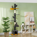 Load image into Gallery viewer, Floor to Ceiling Cat Tree, Cat Tower with 90.5"-108" Adjustable Height, 5 Tier Activity Centre with Scratching Posts, Hammock, Condo, Toy Ball for Indoor Cats, Dark Grey