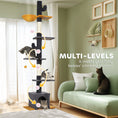 Load image into Gallery viewer, Floor to Ceiling Cat Tree, Cat Tower with 90.5"-108" Adjustable Height, 5 Tier Activity Centre with Scratching Posts, Hammock, Condo, Toy Ball for Indoor Cats, Dark Grey