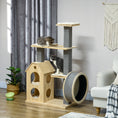 Load image into Gallery viewer, PawHut 53" Modern Cat Tree with Scratching Posts & Wheel, Small Cat Tree with Double-Layer Cushioned House, Small Cat Tower for Indoor Cat Furniture, Climbing Wooden Cat Tree