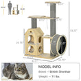 Load image into Gallery viewer, PawHut 53" Modern Cat Tree with Scratching Posts & Wheel, Small Cat Tree with Double-Layer Cushioned House, Small Cat Tower for Indoor Cat Furniture, Climbing Wooden Cat Tree