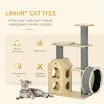 Load image into Gallery viewer, PawHut 53" Modern Cat Tree with Scratching Posts & Wheel, Small Cat Tree with Double-Layer Cushioned House, Small Cat Tower for Indoor Cat Furniture, Climbing Wooden Cat Tree