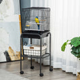 Load image into Gallery viewer, 45-inch Metal Indoor Bird Cage, Parrot Cage, Bird Aviary with Detachable Rolling Stand, Storage Basket, and Accessories - Black