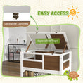 Load image into Gallery viewer, Tortoise House w/ Shelf, Small Pet Reptile Wooden House w/ Hide Shelter Den and Run, Lamp Holder, Tray, for Indoors, Outdoors - Brown
