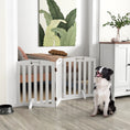 Load image into Gallery viewer, Wooden Dog Gate, Freestanding Pet Gate with Support Feet for Doorways, Hallways, Stairs, 3-Panel Pet Fence for Small Medium Dogs, 155L x 61H cm, White