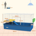 Load image into Gallery viewer, Guinea Pig Cage Chinchillas Rabbit Small Animal Cage with Ramp, Dish, Water Bottle, 99 x 52 x 53cm, Blue