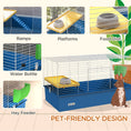 Load image into Gallery viewer, Guinea Pig Cage Chinchillas Rabbit Small Animal Cage with Ramp, Dish, Water Bottle, 99 x 52 x 53cm, Blue