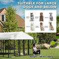 Load image into Gallery viewer, PawHut 9.8' x 9.8' x 6.8' Outdoor Dog Kennel, Welded Wire Heavy Duty Dog Run with 360° Rotating & 4 Level Adjustable Bowls, Dog Kennel Outside with Waterproof & UV Resistant Cover, for S&M&L Dogs