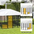Load image into Gallery viewer, PawHut 9.8' x 9.8' x 6.8' Outdoor Dog Kennel, Welded Wire Heavy Duty Dog Run with 360° Rotating & 4 Level Adjustable Bowls, Dog Kennel Outside with Waterproof & UV Resistant Cover, for S&M&L Dogs