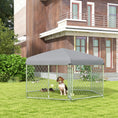 Load image into Gallery viewer, PawHut Dog Kennel Outdoor, Dog Run with Waterproof, UV Resistant Roof, Lockable Door, for Medium and Large-Sized Dogs, 6.9' x 6.1' x 4.9', Silver