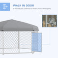 Load image into Gallery viewer, PawHut Dog Kennel Outdoor, Dog Run with Waterproof, UV Resistant Roof, Lockable Door, for Medium and Large-Sized Dogs, 6.9' x 6.1' x 4.9', Silver