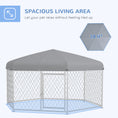 Load image into Gallery viewer, PawHut Dog Kennel Outdoor, Dog Run with Waterproof, UV Resistant Roof, Lockable Door, for Medium and Large-Sized Dogs, 6.9' x 6.1' x 4.9', Silver