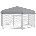 Load image into Gallery viewer, PawHut Dog Kennel Outdoor, Dog Run with Waterproof, UV Resistant Roof, Lockable Door, for Medium and Large-Sized Dogs, 6.9' x 6.1' x 4.9', Silver