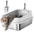 Load image into Gallery viewer, Cat Litter Box Stainless Steel, High Sided with Metal Litter Scoop, Never Absorbs Odors, Anti Leakage & Easy to Clean, 24" x 16" x 12", Grey
