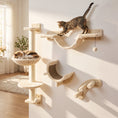 Load image into Gallery viewer, 4 Piece Cat Shelves, Cat Wall Furniture with Hammock, Scratching Posts, Soft Ladder, Steps, Jump Platforms, Hanging Ball for Indoor Kittens, Space Saving - Beige