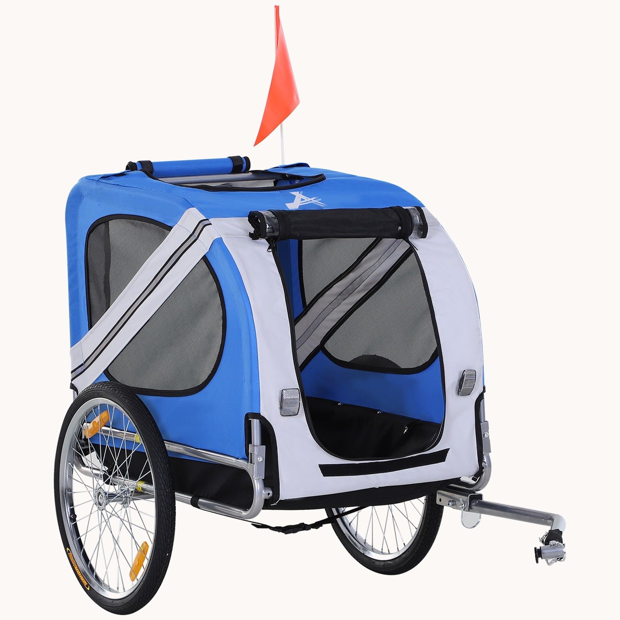 Pet Bike Trailer for Medium Dogs up to 44 lbs, Dog Cart with Quick Set-up and Fold Down, Blue