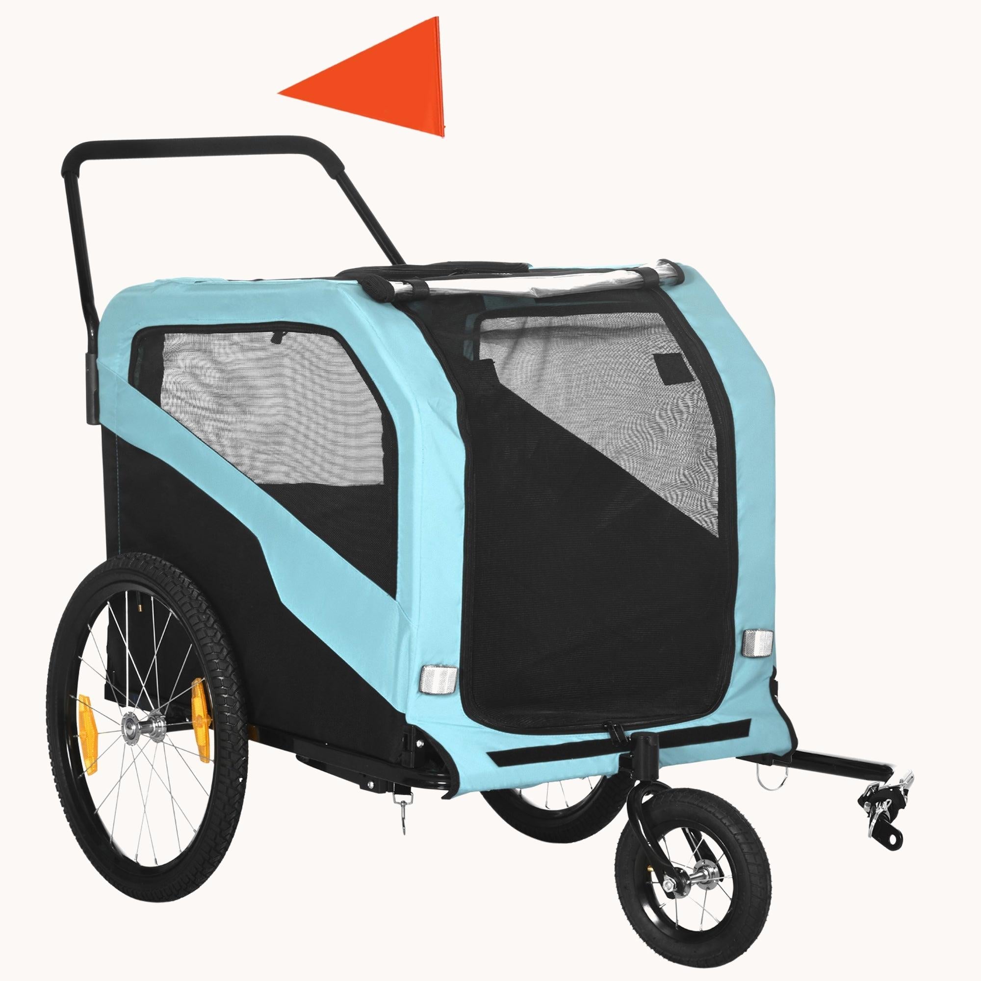 PawHut Dog Bike Trailer Pet Stroller Carrier for Large Dogs Light Blue