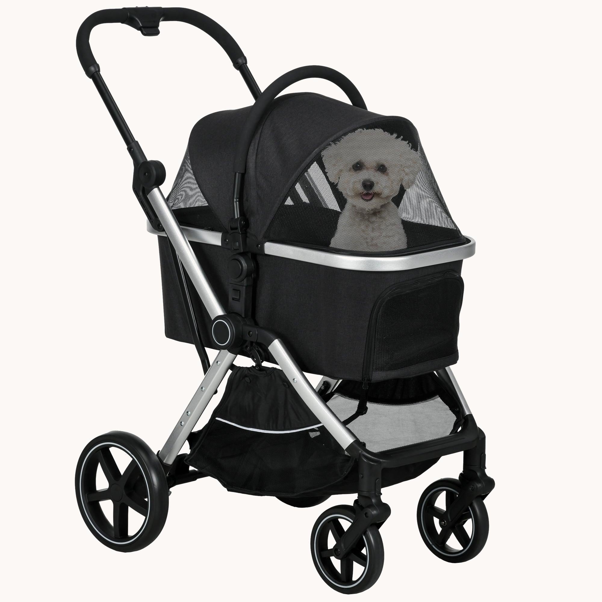 PawHut 3-in-1 Pet Stroller: Safe Lightweight Comfortable for Small Pet