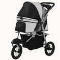 Load image into Gallery viewer, Foldable 3-Wheel Dog Stroller with 12" Rubber Wheels Up to 22 LBS Light Gray