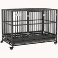 Load image into Gallery viewer, 48" Heavy Duty Dog Crate with Lockable Wheels, Double Door, Removable Tray, Gray